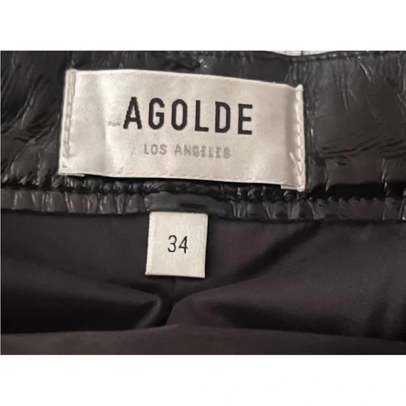 AGOLDE 90s Pinch Waist Recycled Leather Pants High Rise Detox Sz 34 - Picture 9 of 11